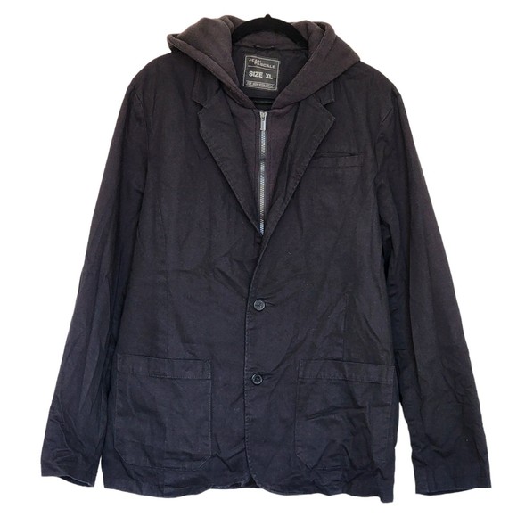 Jean Pascale Mens Jacket Hooded Zip up Black Winter Coat XL Suit Jacket - Picture 1 of 11